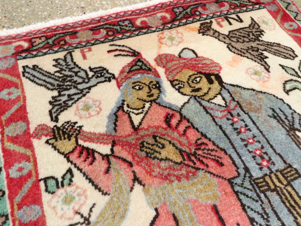 Vintage Persian Hamadan Pictorial Rug, No.27123 - Gsblank