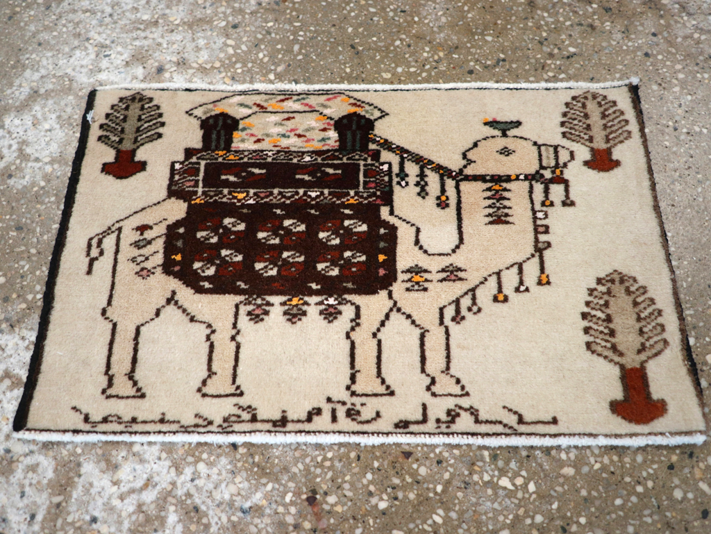 Vintage Persian Pictorial Baluch Rug (Pair: 1 of 2), No.27124 - Gsblank