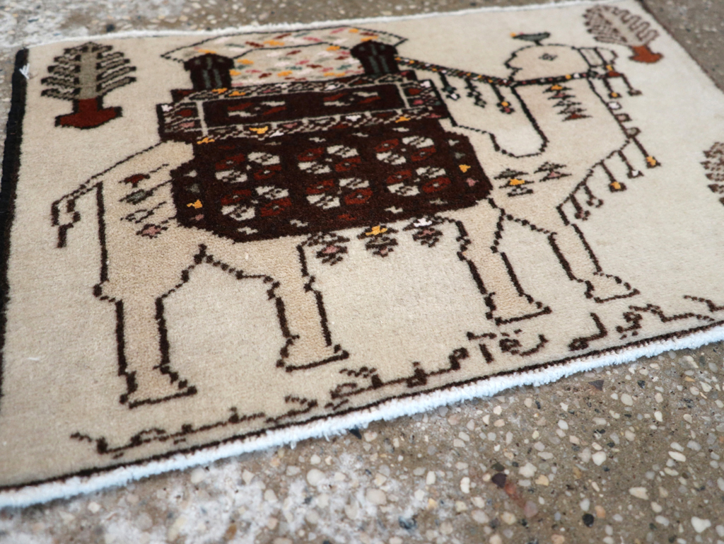 Vintage Persian Pictorial Baluch Rug (Pair: 1 of 2), No.27124 - Gsblank