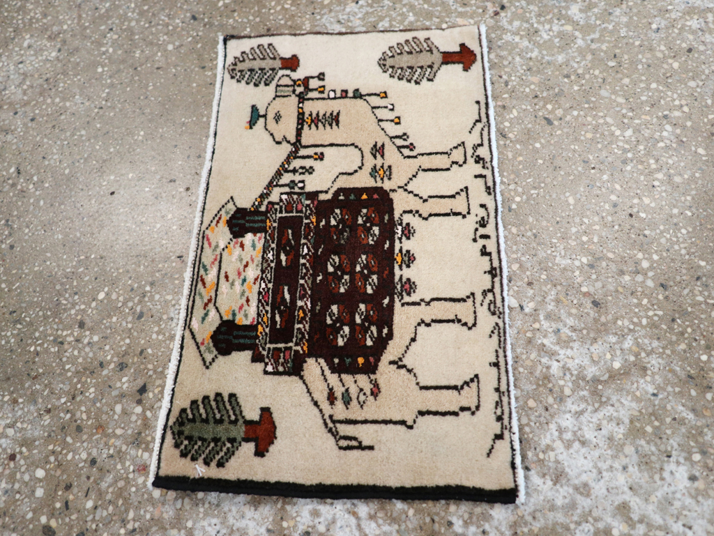 Vintage Persian Pictorial Baluch Rug (Pair: 2 of 2), No.27125 - Gsblank