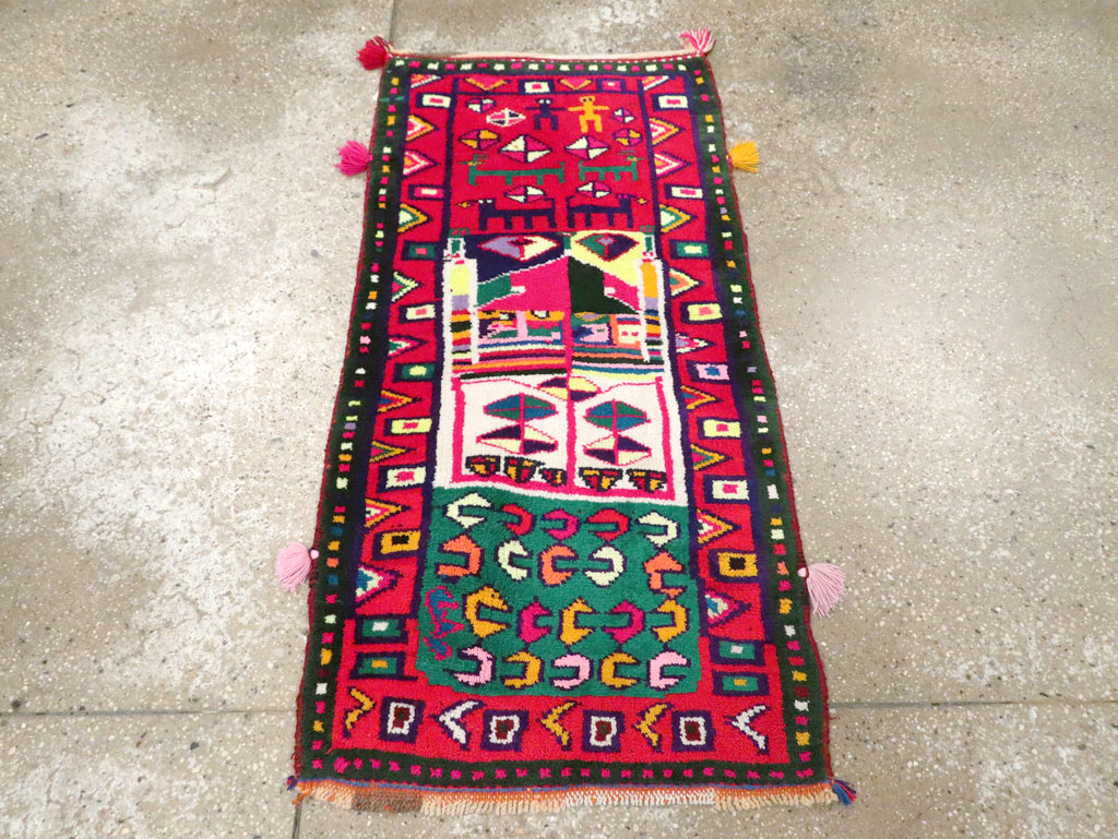 Vintage Persian Kurd Boho Chic Throw Rug, No.27129 - Gsblank
