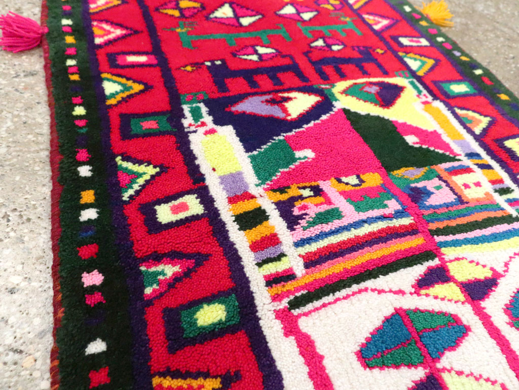 Vintage Persian Kurd Boho Chic Throw Rug, No.27129 - Gsblank