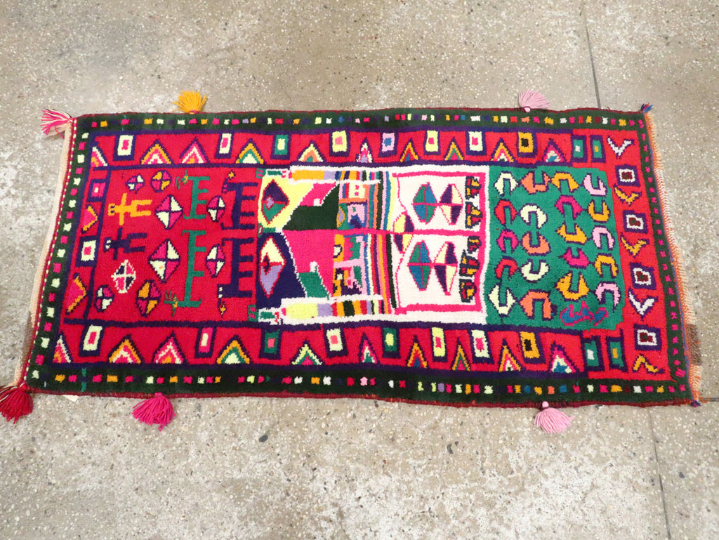 Vintage Persian Kurd Boho Chic Throw Rug, No.27129 - Gsblank