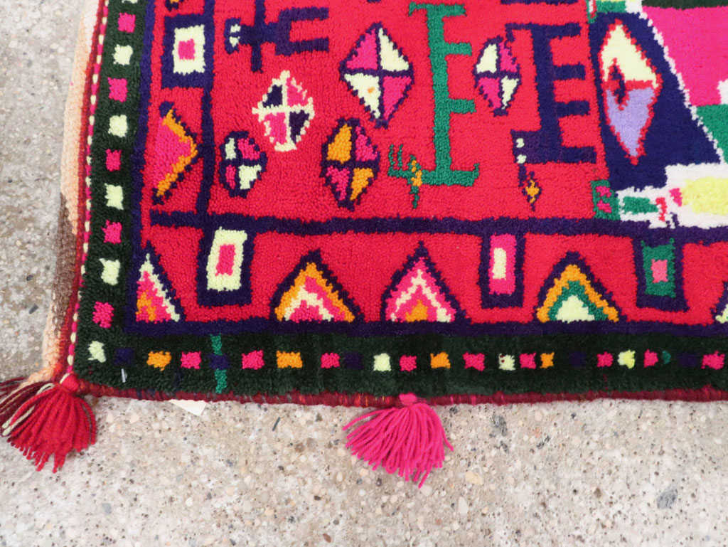 Vintage Persian Kurd Boho Chic Throw Rug, No.27129 - Gsblank