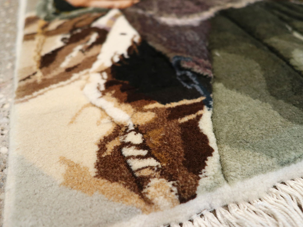 Modern Persian Tabriz Pictorial Rug, No.27140 - Gsblank