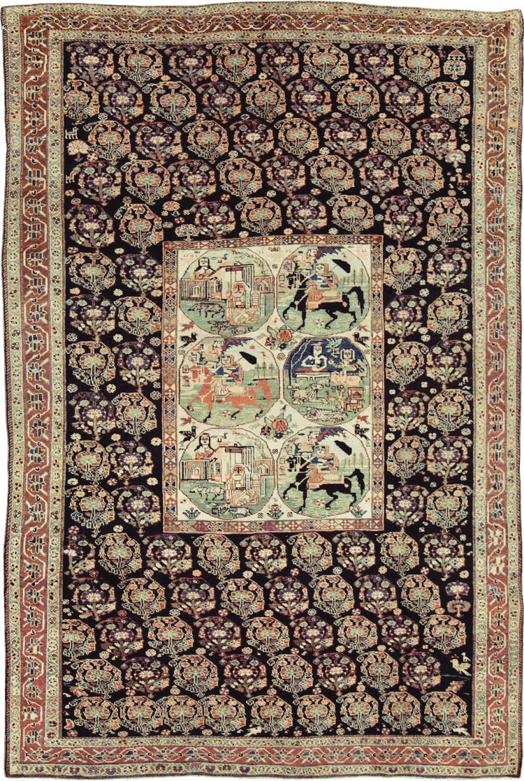 Antique Persian Pictorial Shiraz Carpet, No.27143 - Gsblank