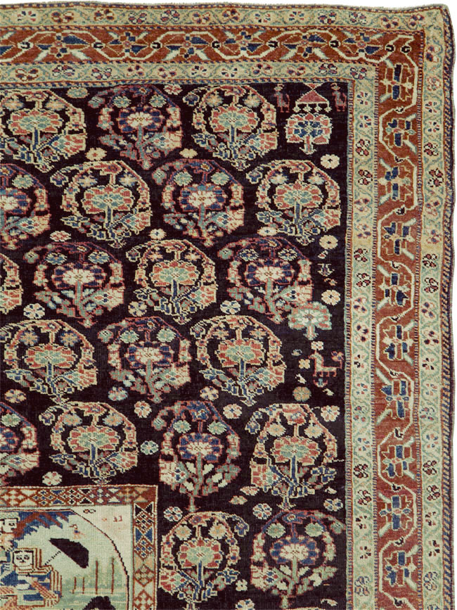 Antique Persian Pictorial Shiraz Carpet, No.27143 - Gsblank