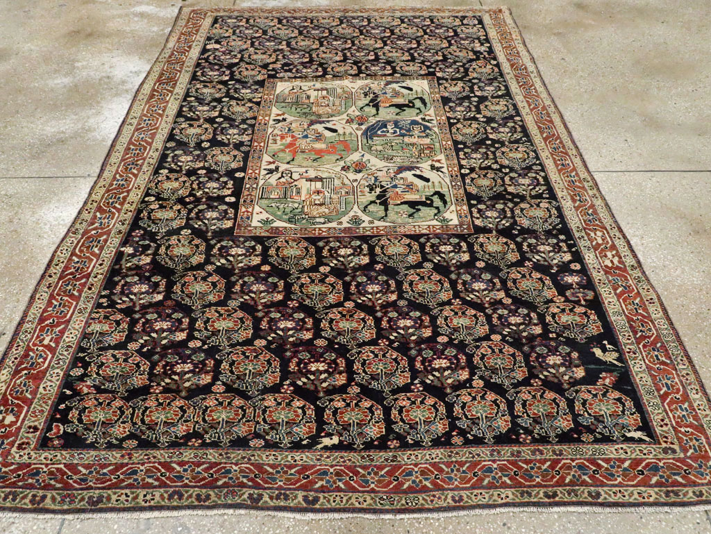 Antique Persian Pictorial Shiraz Carpet, No.27143 - Gsblank