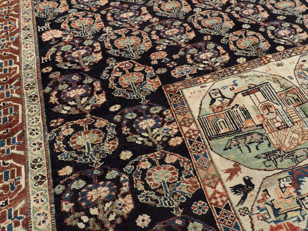 Antique Persian Pictorial Shiraz Carpet, No.27143 - Gsblank
