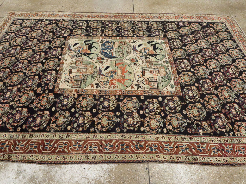Antique Persian Pictorial Shiraz Carpet, No.27143 - Gsblank