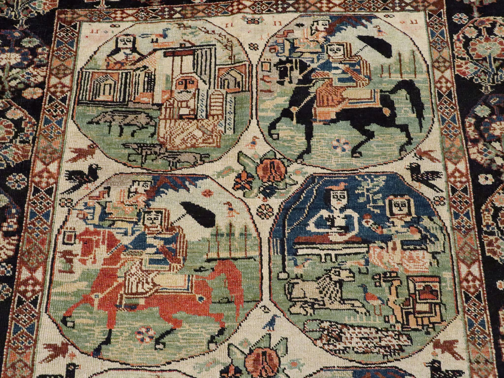 Antique Persian Pictorial Shiraz Carpet, No.27143 - Gsblank