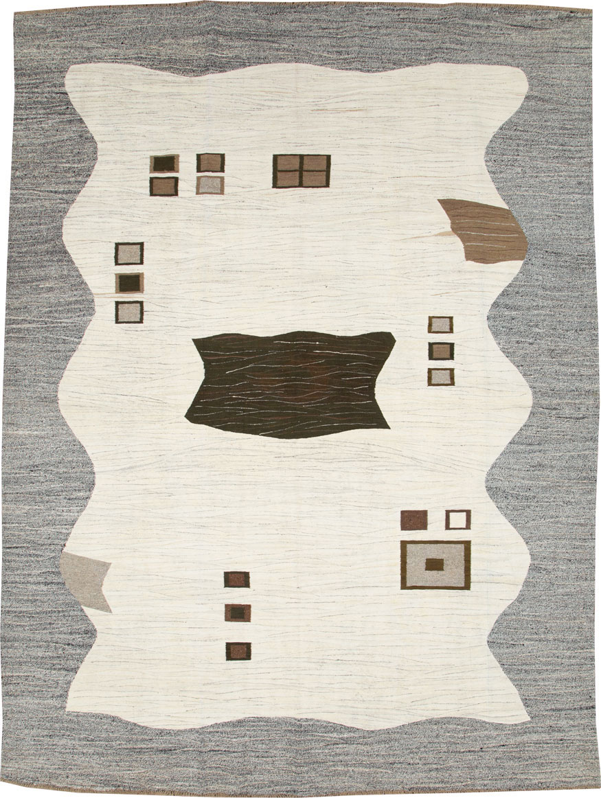 Modern Turkish Flatweave Kilim Room Size Carpet, No.27164 - Gsblank