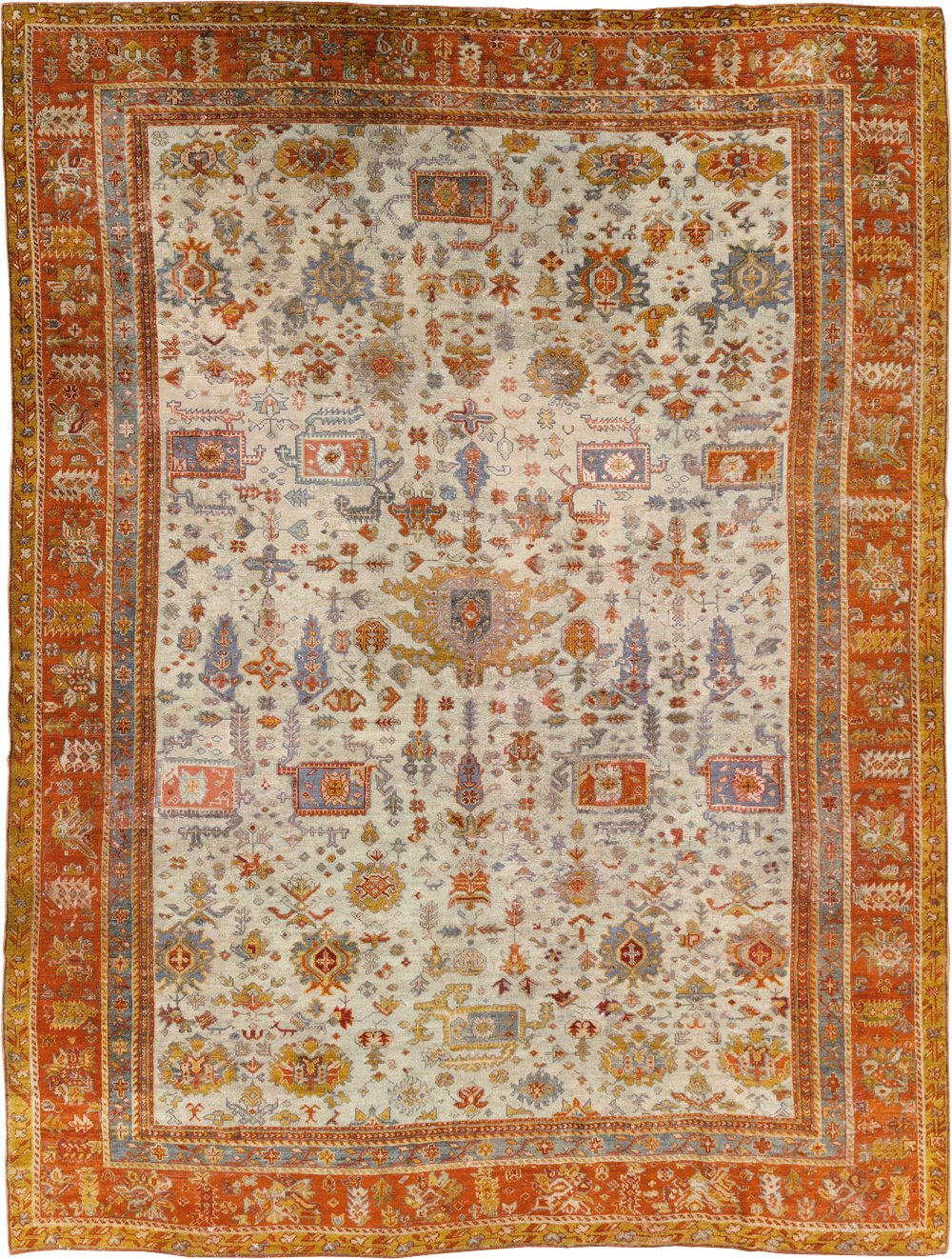 Antique Turkish Oushak Room Size Carpet, No.27254 - Gsblank