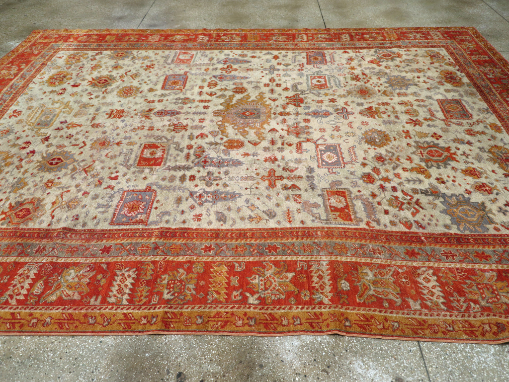 Antique Turkish Oushak Room Size Carpet, No.27254 - Gsblank