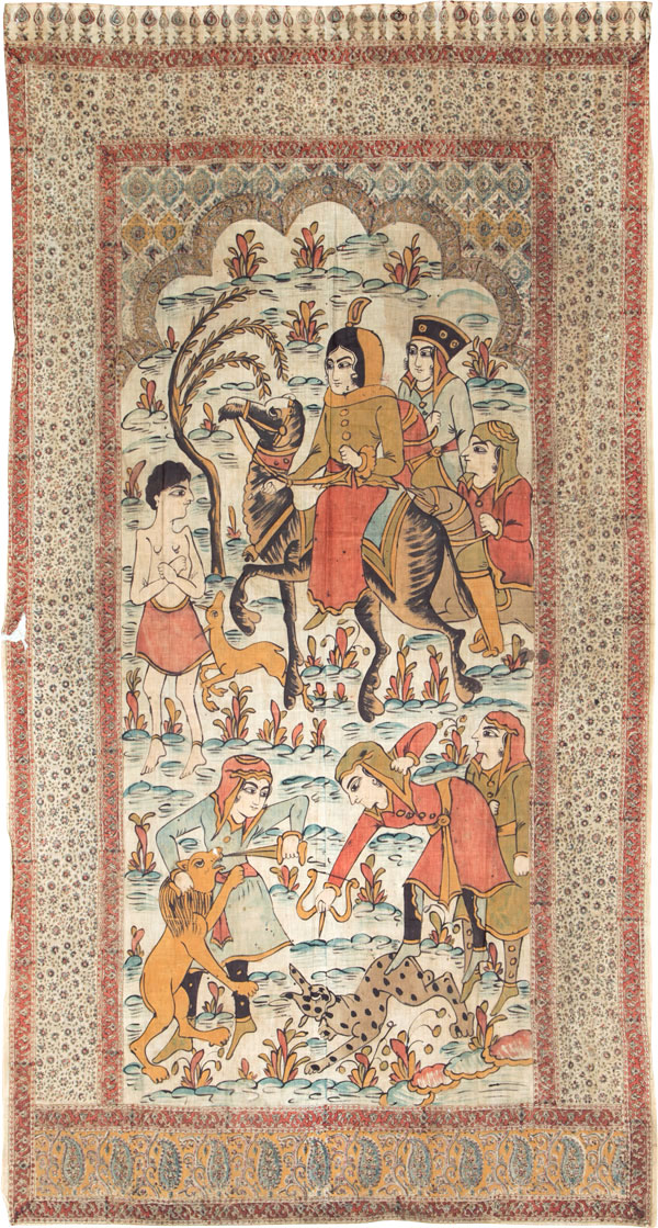 Vintage Persian Isfahan Ghalamkari Textile, No.27284 - Gsblank