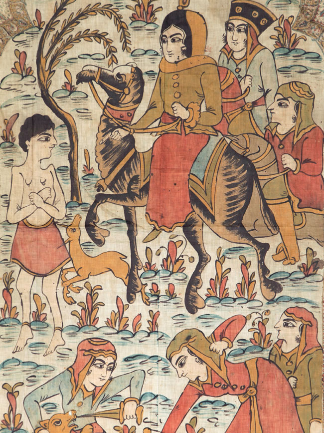 Vintage Persian Isfahan Ghalamkari Textile, No.27284 - Gsblank