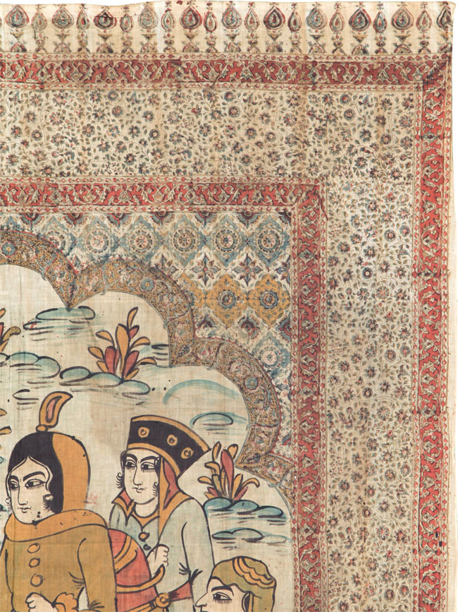 Vintage Persian Isfahan Ghalamkari Textile, No.27284 - Gsblank