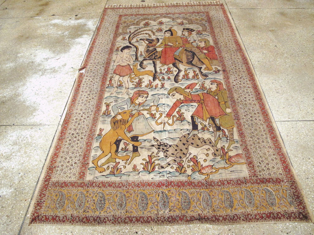 Vintage Persian Isfahan Ghalamkari Textile, No.27284 - Gsblank
