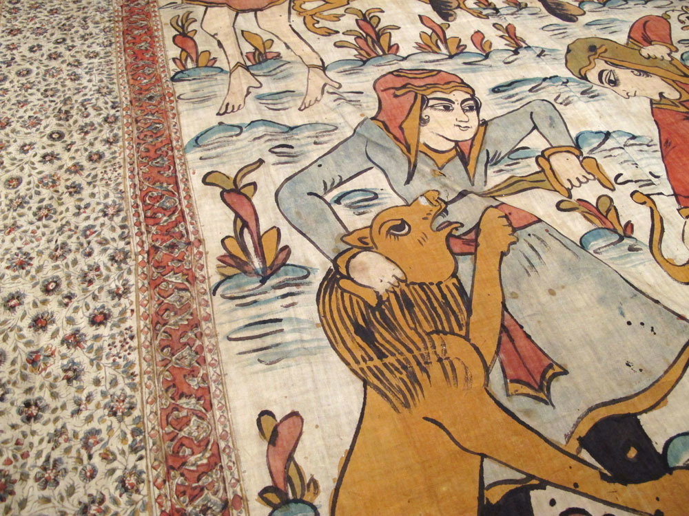 Vintage Persian Isfahan Ghalamkari Textile, No.27284 - Gsblank