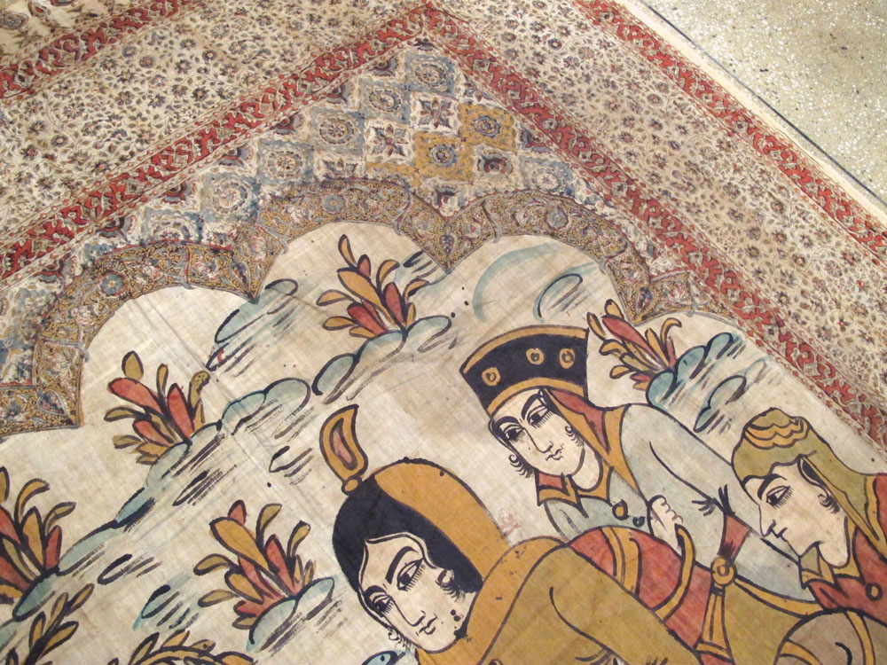 Vintage Persian Isfahan Ghalamkari Textile, No.27284 - Gsblank