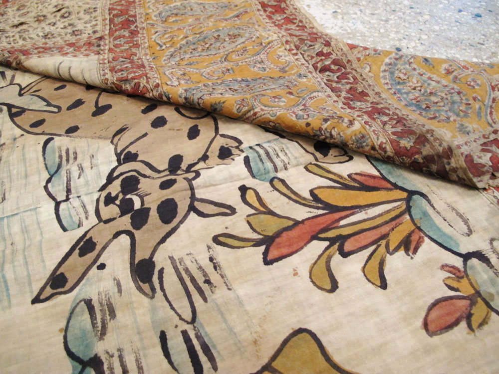 Vintage Persian Isfahan Ghalamkari Textile, No.27284 - Gsblank