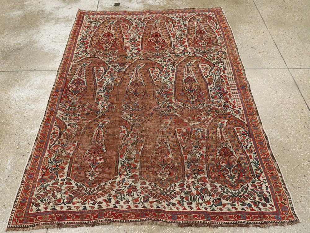 Distressed Antique Persian Afshar Accent Rug, No.27285 - Gsblank