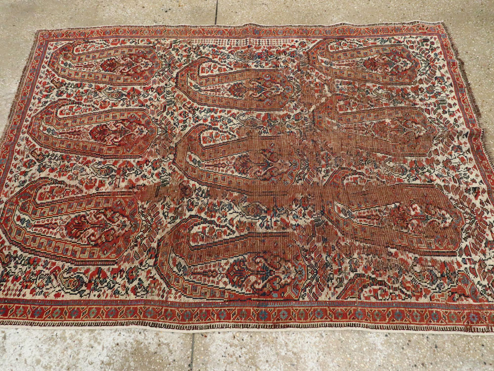 Distressed Antique Persian Afshar Accent Rug, No.27285 - Gsblank