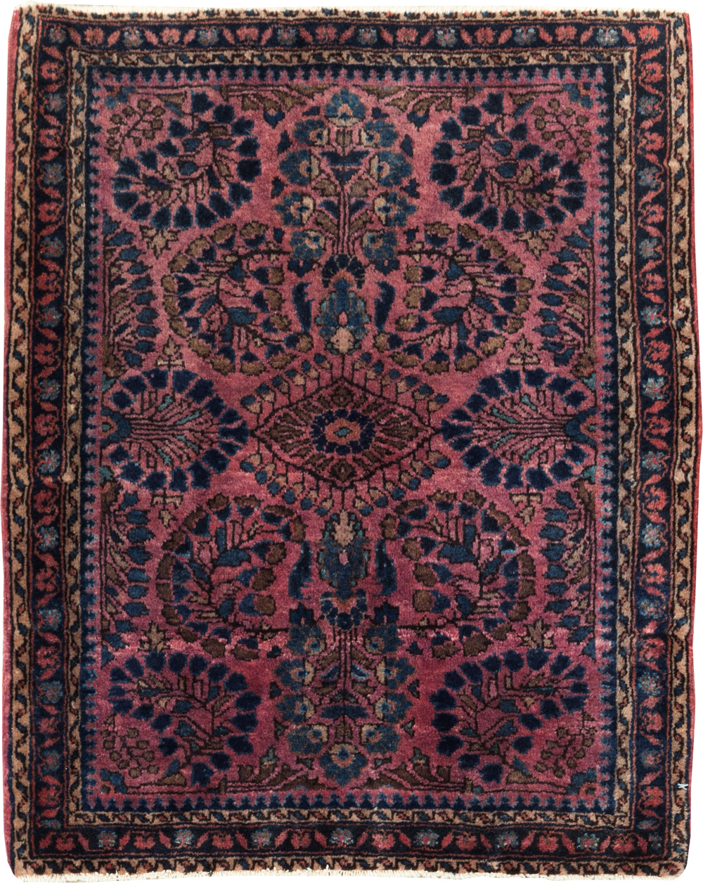Vintage Persian Sarouk Throw Rug, No.27289 - Gsblank