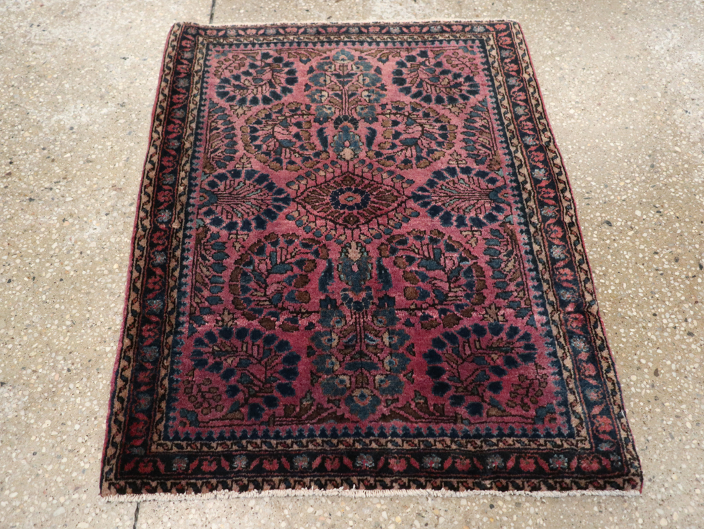 Vintage Persian Sarouk Throw Rug, No.27289 - Gsblank