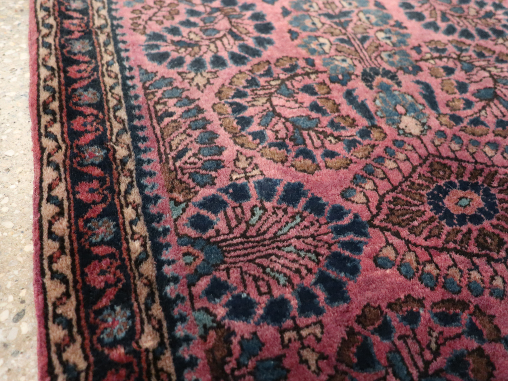 Vintage Persian Sarouk Throw Rug, No.27289 - Gsblank