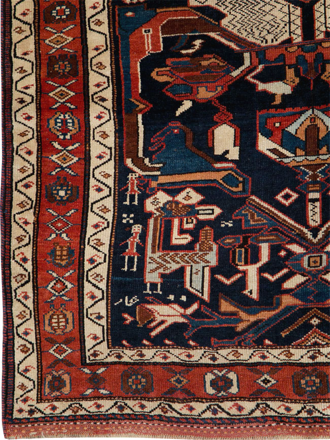 Antique Persian Kurd Pictorial Gallery Rug, No.27293 - Gsblank