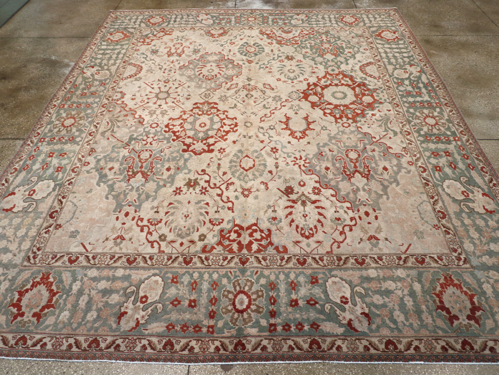 Vintage Persian Tabriz Room Size Carpet, No.27316 - Gsblank