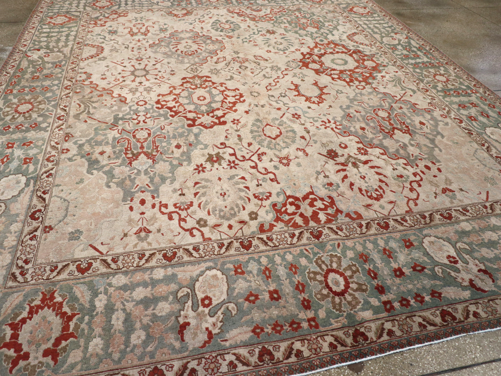 Vintage Persian Tabriz Room Size Carpet, No.27316 - Gsblank