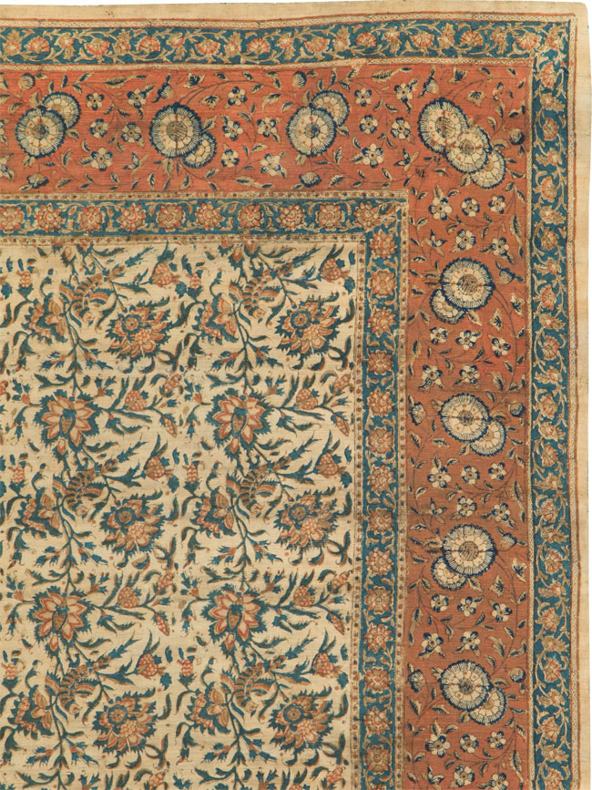 Vintage Persian Isfahan Ghalamkari Square Textile, No.27332 - Gsblank