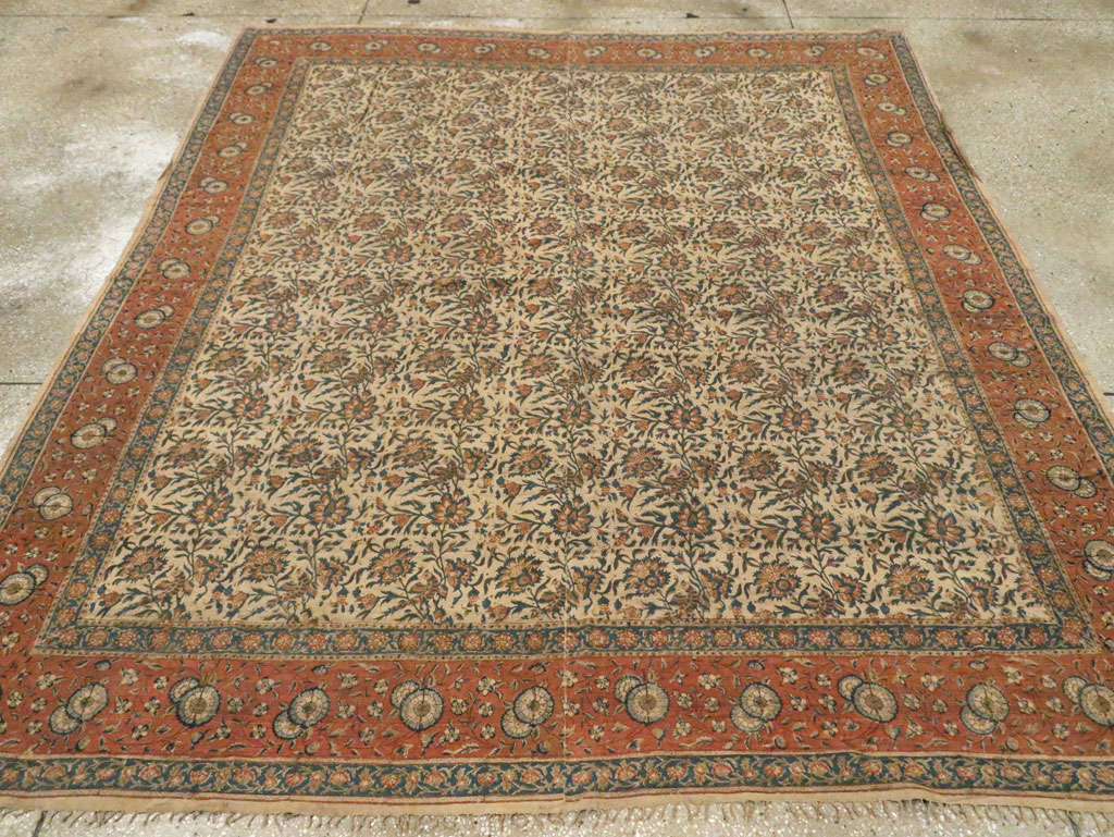 Vintage Persian Isfahan Ghalamkari Square Textile, No.27332 - Gsblank