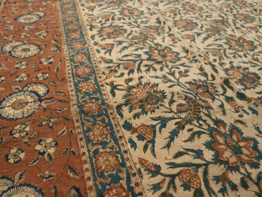 Vintage Persian Isfahan Ghalamkari Square Textile, No.27332 - Gsblank