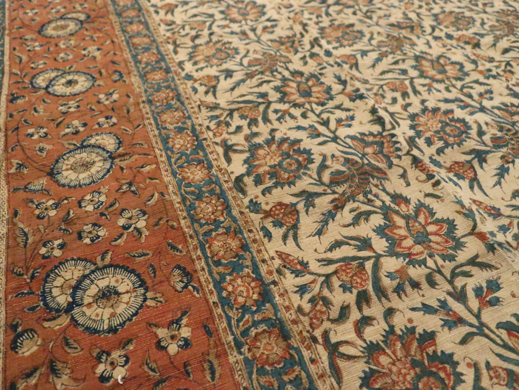 Vintage Persian Isfahan Ghalamkari Square Textile, No.27332 - Gsblank