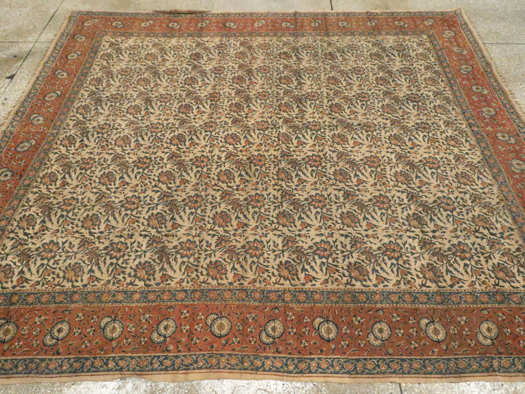 Vintage Persian Isfahan Ghalamkari Square Textile, No.27332 - Gsblank