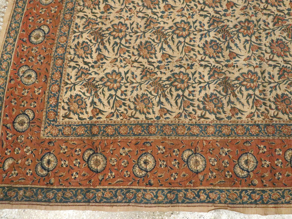Vintage Persian Isfahan Ghalamkari Square Textile, No.27332 - Gsblank