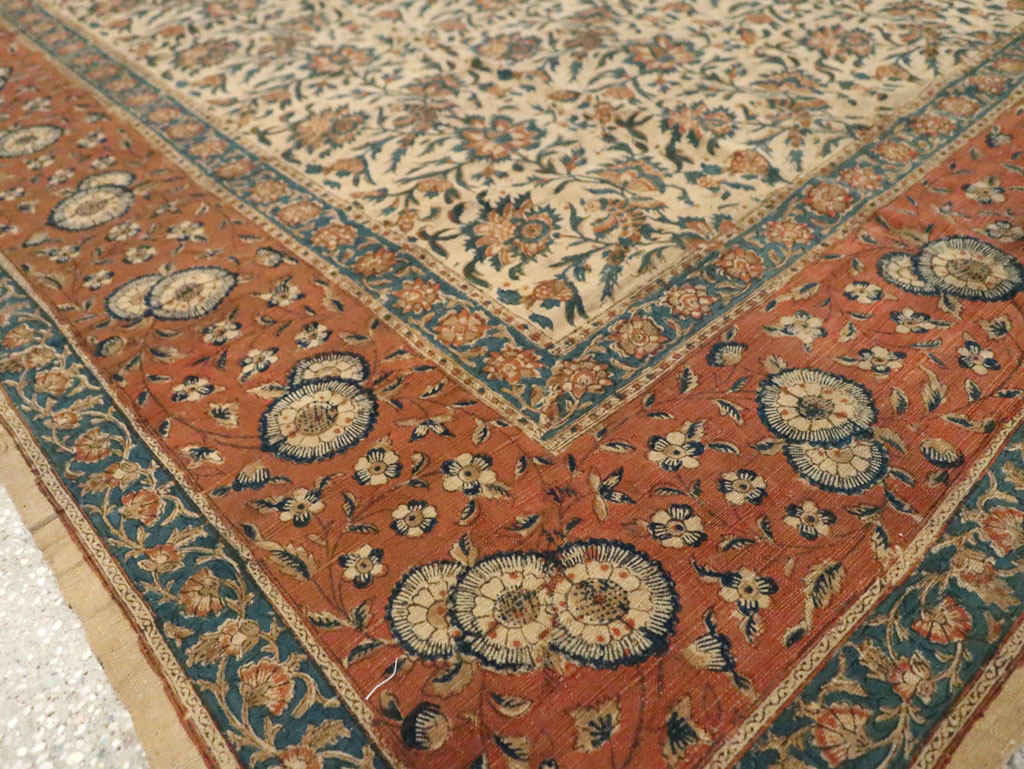 Vintage Persian Isfahan Ghalamkari Square Textile, No.27332 - Gsblank