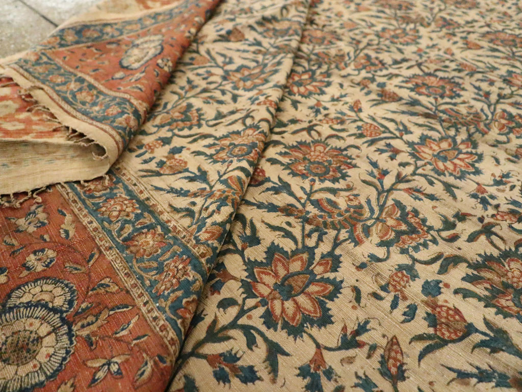 Vintage Persian Isfahan Ghalamkari Square Textile, No.27332 - Gsblank