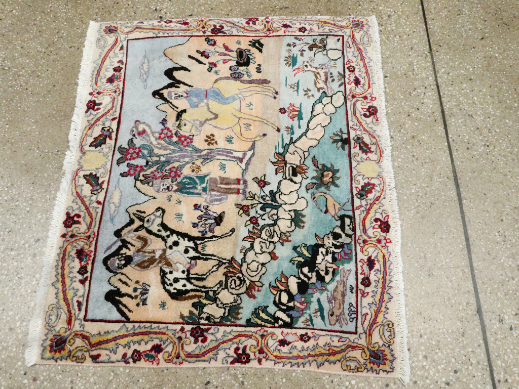 Vintage Persian Tabriz Pictorial Rug, No.27347 - Gsblank