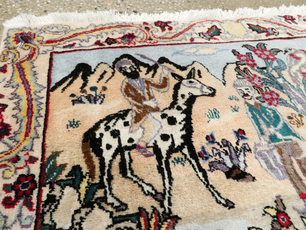 Vintage Persian Tabriz Pictorial Rug, No.27347 - Gsblank