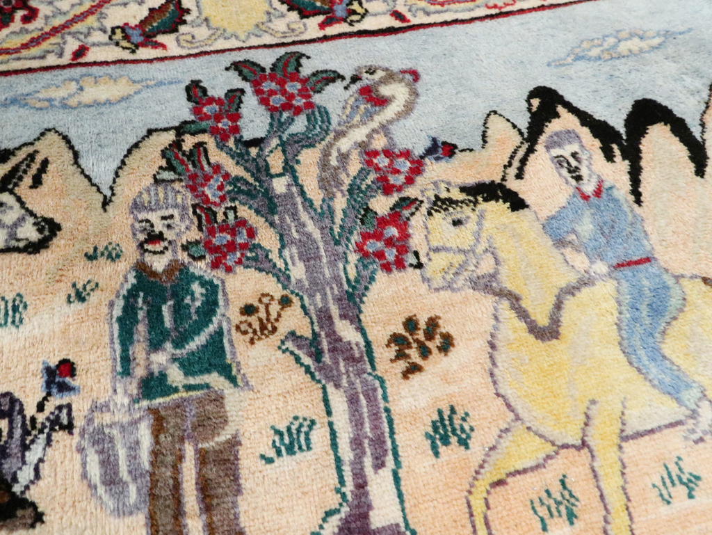 Vintage Persian Tabriz Pictorial Rug, No.27347 - Gsblank