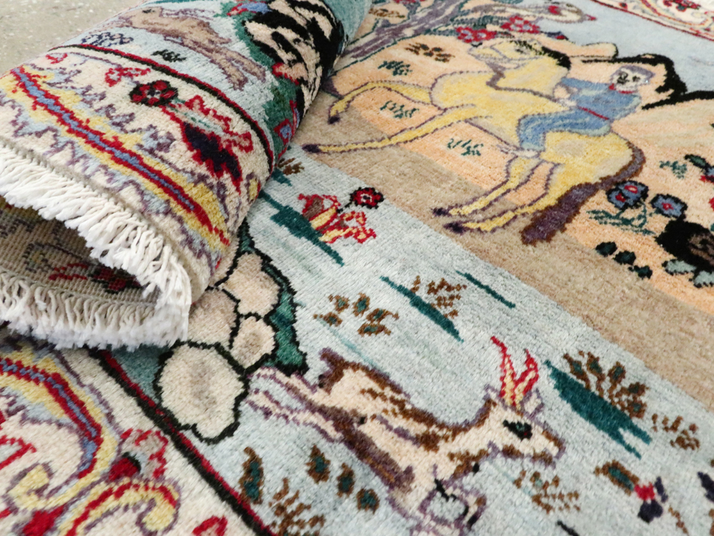 Vintage Persian Tabriz Pictorial Rug, No.27347 - Gsblank