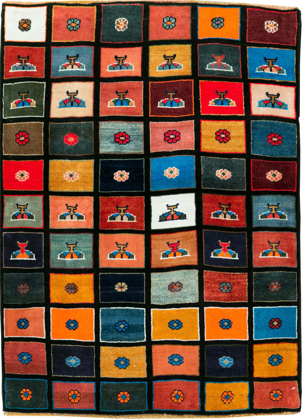 Vintage Persian Mahal Throw Rug, No.27366 - Gsblank