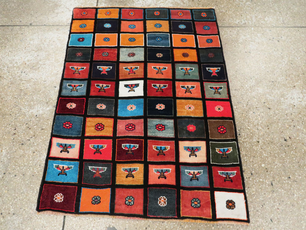 Vintage Persian Mahal Throw Rug, No.27366 - Gsblank