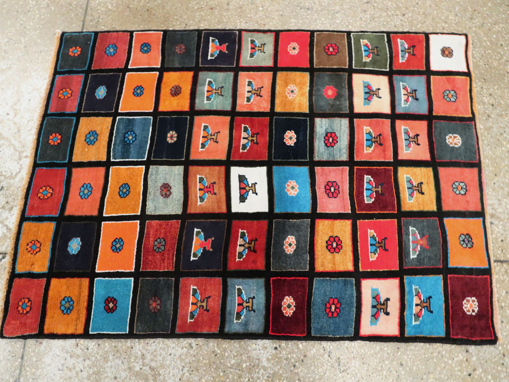 Vintage Persian Mahal Throw Rug, No.27366 - Gsblank