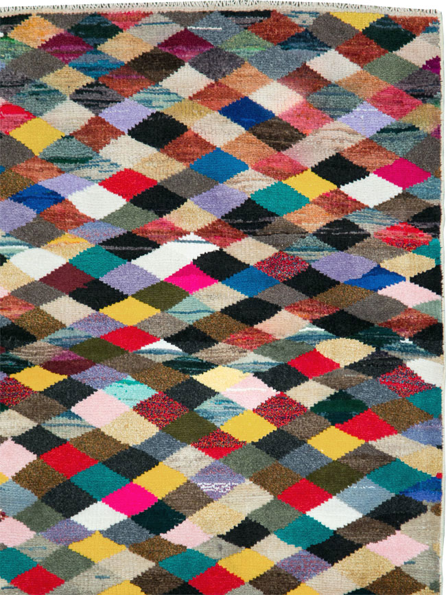 Vintage Persian Art Deco Style Shiraz Throw Rug, No.27387 - Gsblank