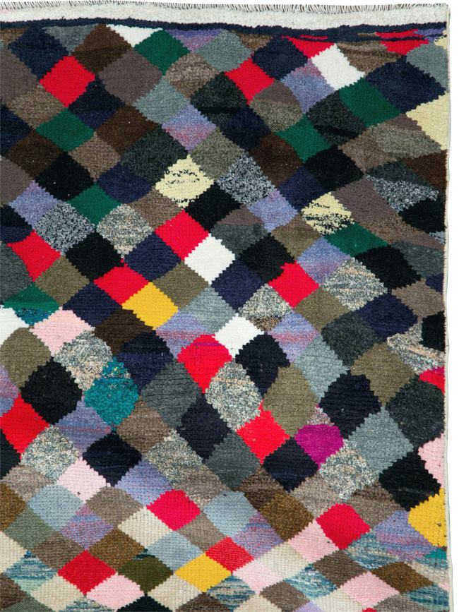 Vintage Persian Art Deco Style Shiraz Throw Rug, No.27387 - Gsblank